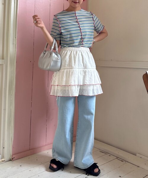 HELLO.SANFRANCISCO（ハローサンフランシスコ）の「【HELLO.SANFRANCISCO】レースレイヤードスカート（スカート・レディース・ピンク/ホワイト/サックスブルー・ONE SIZE）」の11枚目の写真