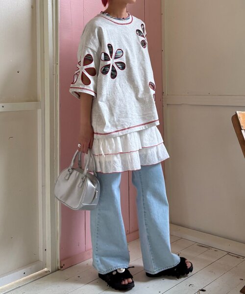 HELLO.SANFRANCISCO（ハローサンフランシスコ）の「【HELLO.SANFRANCISCO】レースレイヤードスカート（スカート・レディース・ピンク/ホワイト/サックスブルー・ONE SIZE）」の16枚目の写真