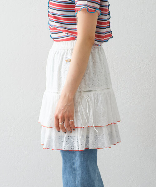 HELLO.SANFRANCISCO（ハローサンフランシスコ）の「【HELLO.SANFRANCISCO】レースレイヤードスカート（スカート・レディース・ピンク/ホワイト/サックスブルー・ONE SIZE）」の18枚目の写真