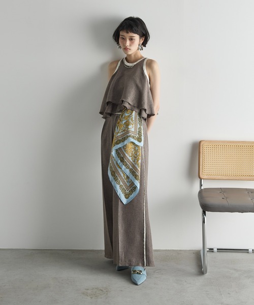 THE YOn(ザヨン)の「リネンライクカットオフパインピングラインタックスラックス(スラックス・レディース・アッシュブラウン/ナチュラル・S/M)」の19枚目の写真