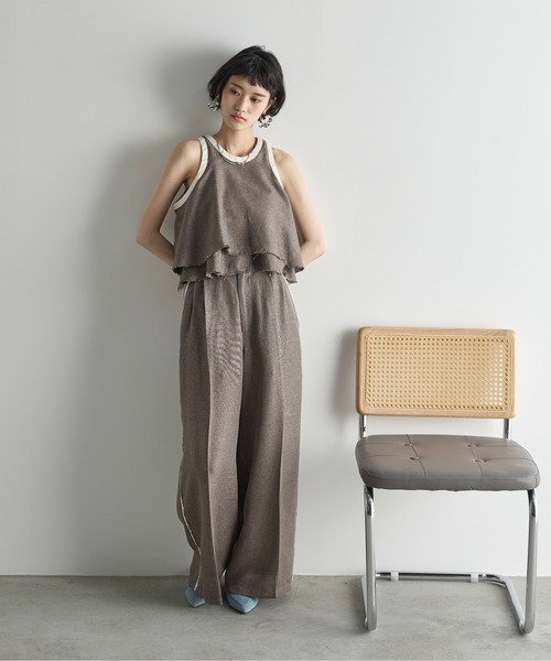 rin onffo リネン　レーヨン　スラックス THE CASUAL｜ポリストレッチ生地／テックリネン生地