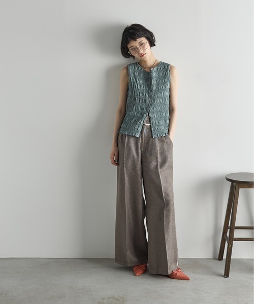 THE YOn(ザヨン)の「リネンライクカットオフパインピングラインタックスラックス(スラックス・レディース・アッシュブラウン/ナチュラル・S/M)」の14枚目の写真