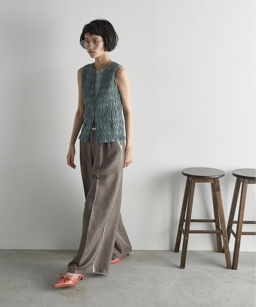 THE YOn(ザヨン)の「リネンライクカットオフパインピングラインタックスラックス(スラックス・レディース・アッシュブラウン/ナチュラル・S/M)」の17枚目の写真