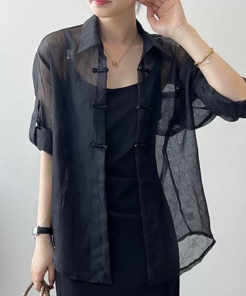 トゥジュー　シャツ　レディース　2　チャイナボタン　ジャケット　ブラウス　ワイド チャイナボタンシャツジャケット｜BIGI online store - ビギ