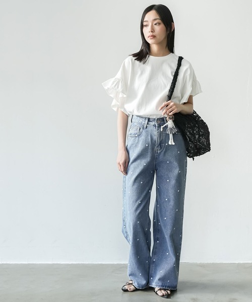 mili an deni(ミリアンデニ)の「ハート刺繍デニムパンツ(デニムパンツ・レディース・ブルー・L/M)」の5枚目の写真