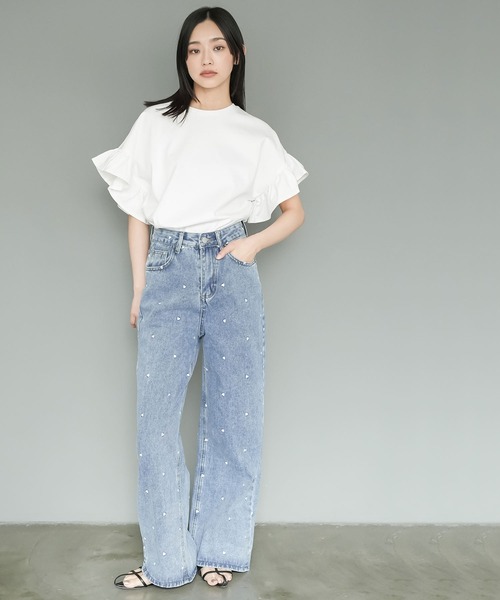 mili an deni(ミリアンデニ)の「ハート刺繍デニムパンツ(デニムパンツ・レディース・ブルー・L/M)」の7枚目の写真