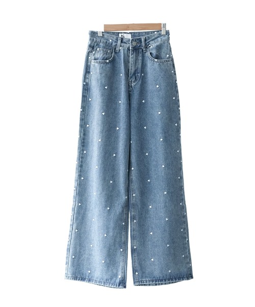 mili an deni(ミリアンデニ)の「ハート刺繍デニムパンツ(デニムパンツ・レディース・ブルー・L/M)」の12枚目の写真