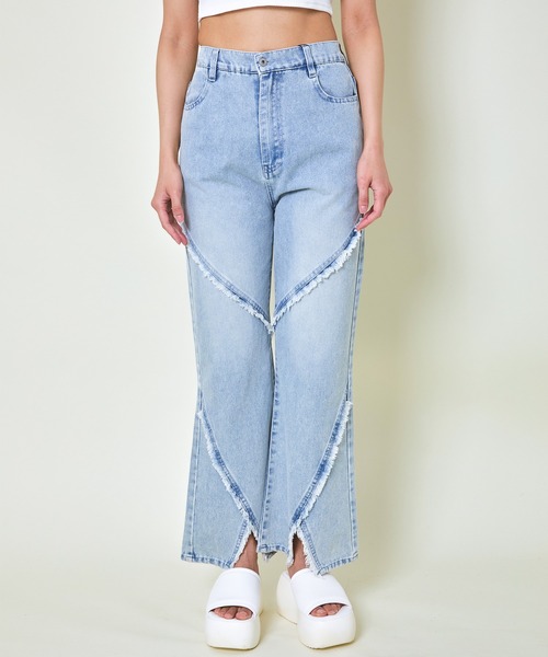 GORGE(ゴージ)の「《斜めフリンジ×美脚フレア》レディース デニムパンツ 個性派アクセント 春夏秋冬(その他パンツ・レディース・ブラック/ライトブルー・F)」の19枚目の写真