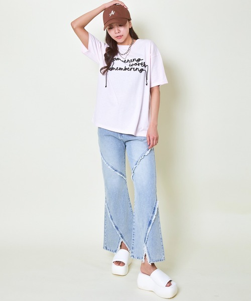 GORGE(ゴージ)の「《斜めフリンジ×美脚フレア》レディース デニムパンツ 個性派アクセント 春夏秋冬(その他パンツ・レディース・ブラック/ライトブルー・F)」の11枚目の写真