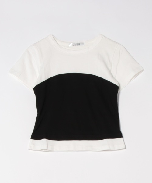 SUWDEE(スーディー)の「rib bustier docking t-shirt(Tシャツ/カットソー・レディース・ブラック/ベージュ・FREE)」の2枚目の写真