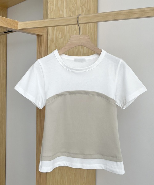 SUWDEE(スーディー)の「rib bustier docking t-shirt(Tシャツ/カットソー・レディース・ブラック/ベージュ・FREE)」の7枚目の写真