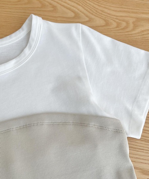 SUWDEE(スーディー)の「rib bustier docking t-shirt(Tシャツ/カットソー・レディース・ブラック/ベージュ・FREE)」の10枚目の写真