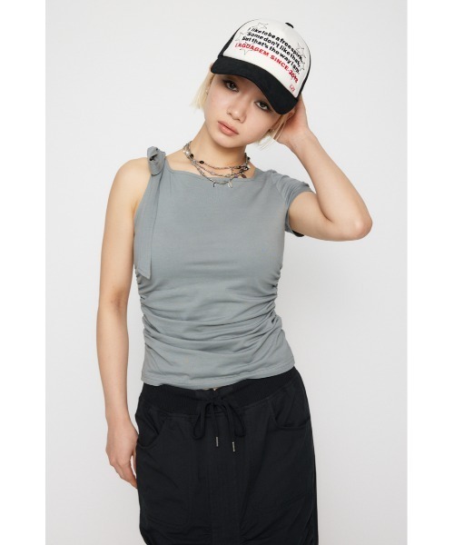 LAGUA GEM(ラグアジェム)の「HALF RIBON CUT トップス(Tシャツ/カットソー・レディース・ライトピンク/ブラック/杢グレー・FREE)」の10枚目の写真