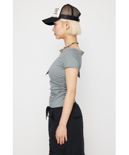 LAGUA GEM(ラグアジェム)の「HALF RIBON CUT トップス(Tシャツ/カットソー・レディース・ライトピンク/ブラック/杢グレー・FREE)」の13枚目の写真