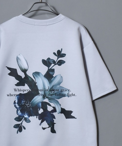 ANPAS(アンパス)の「Ponte Fabric Back Print Floral Pattern T-shirt/ポンチ フラワープリント デジタルグラフィック半袖Tシャツ レディース メンズ ユニセックス モノトーン(Tシャツ/カットソー・メンズ・ホワイト/ライトグレー/ブラック/ブラック系その他2/グレー系その他/ホワイト系その他/ホワイト系その他2/ブラック系その他/グレー系その他2・M/L)」の8枚目の写真