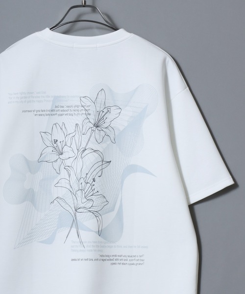 ANPAS(アンパス)の「Ponte Fabric Back Print Floral Pattern T-shirt/ポンチ フラワープリント デジタルグラフィック半袖Tシャツ レディース メンズ ユニセックス モノトーン(Tシャツ/カットソー・メンズ・ホワイト/ライトグレー/ブラック/ブラック系その他2/グレー系その他/ホワイト系その他/ホワイト系その他2/ブラック系その他/グレー系その他2・M/L)」の4枚目の写真