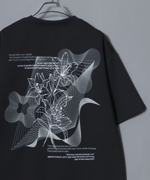 ANPAS | Ponte Fabric Back Print Floral Pattern T-shirt/ポンチ フラワープリント デジタルグラフィック半袖Tシャツ レディース メンズ ユニセックス モノトーン(Tシャツ/カットソー)