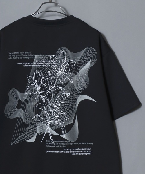 ANPAS(アンパス)の「Ponte Fabric Back Print Floral Pattern T-shirt/ポンチ フラワープリント デジタルグラフィック半袖Tシャツ レディース メンズ ユニセックス モノトーン(Tシャツ/カットソー・メンズ・ホワイト/ライトグレー/ブラック/ブラック系その他2/グレー系その他/ホワイト系その他/ホワイト系その他2/ブラック系その他/グレー系その他2・M/L)」の1枚目の写真