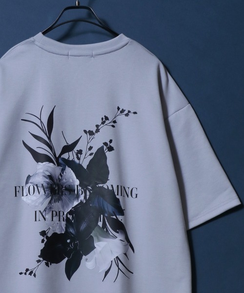 ANPAS(アンパス)の「Ponte Fabric Back Print Floral Pattern T-shirt/ポンチ フラワープリント デジタルグラフィック半袖Tシャツ レディース メンズ ユニセックス モノトーン(Tシャツ/カットソー・メンズ・ホワイト/ライトグレー/ブラック/ブラック系その他2/グレー系その他/ホワイト系その他/ホワイト系その他2/ブラック系その他/グレー系その他2・M/L)」の7枚目の写真
