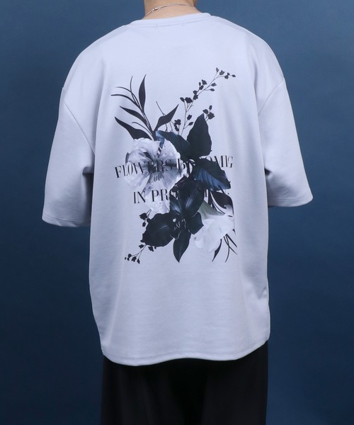 セール】Cool Touch Ponte Fabric Back Print Floral Pattern T