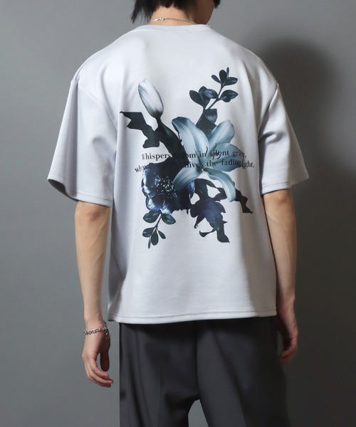 ANPAS(アンパス)の「Ponte Fabric Back Print Floral Pattern T-shirt/ポンチ フラワープリント デジタルグラフィック半袖Tシャツ レディース メンズ ユニセックス モノトーン(Tシャツ/カットソー・メンズ・ホワイト/ライトグレー/ブラック/ブラック系その他2/グレー系その他/ホワイト系その他/ホワイト系その他2/ブラック系その他/グレー系その他2・M/L)」の17枚目の写真