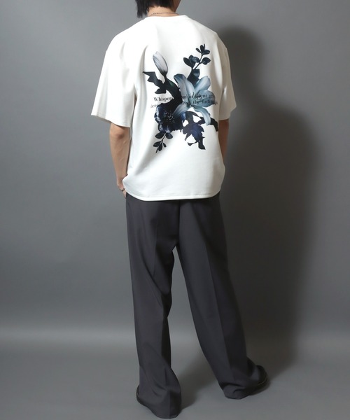 ANPAS(アンパス)の「Ponte Fabric Back Print Floral Pattern T-shirt/ポンチ フラワープリント デジタルグラフィック半袖Tシャツ レディース メンズ ユニセックス モノトーン(Tシャツ/カットソー・メンズ・ホワイト/ライトグレー/ブラック/ブラック系その他2/グレー系その他/ホワイト系その他/ホワイト系その他2/ブラック系その他/グレー系その他2・M/L)」の12枚目の写真