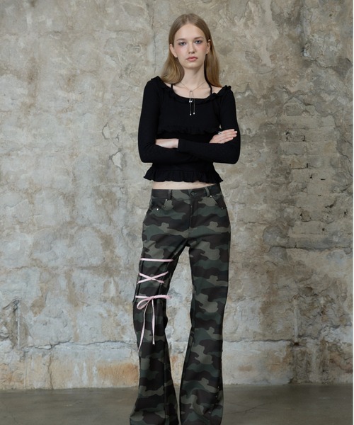 LARTIGENT（ラーティゼン）の「L13 FRILL HALTER SLEEVE（Tシャツ/カットソー・レディース・ブラウン/ブラック・FREE）」の3枚目の写真