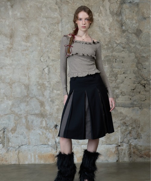LARTIGENT（ラーティゼン）の「L13 FRILL HALTER SLEEVE（Tシャツ/カットソー・レディース・ブラウン/ブラック・FREE）」の4枚目の写真