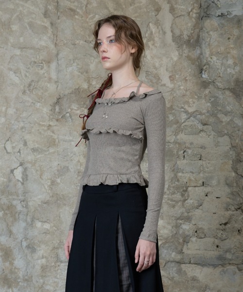 LARTIGENT（ラーティゼン）の「L13 FRILL HALTER SLEEVE（Tシャツ/カットソー・レディース・ブラウン/ブラック・FREE）」の9枚目の写真