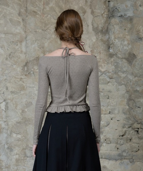 LARTIGENT（ラーティゼン）の「L13 FRILL HALTER SLEEVE（Tシャツ/カットソー・レディース・ブラウン/ブラック・FREE）」の10枚目の写真