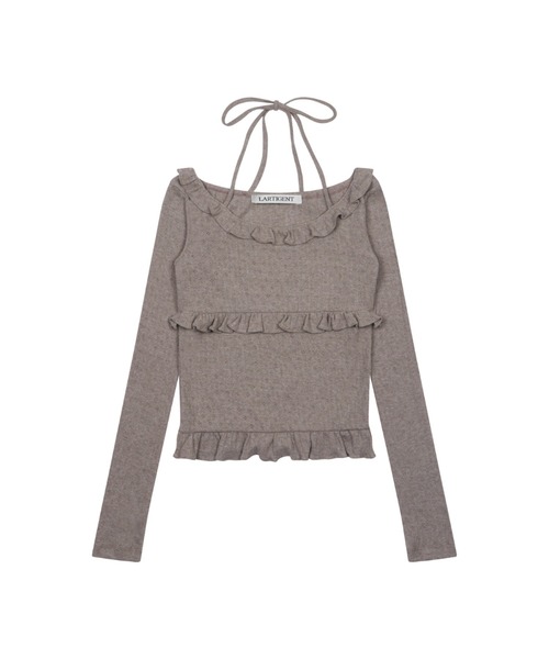 LARTIGENT（ラーティゼン）の「L13 FRILL HALTER SLEEVE（Tシャツ/カットソー・レディース・ブラウン/ブラック・FREE）」の13枚目の写真
