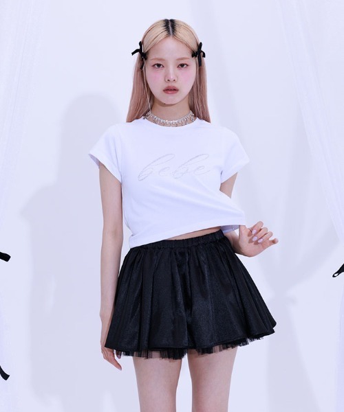 FickleBebe(フィクルベベ)の「BEBEクロップドTEE(Tシャツ/カットソー・レディース・ホワイト/ピンク/ブラック/ブルーグレー・FREE)」の5枚目の写真