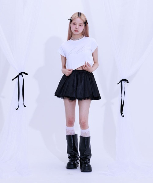 FickleBebe(フィクルベベ)の「BEBEクロップドTEE(Tシャツ/カットソー・レディース・ホワイト/ピンク/ブラック/ブルーグレー・FREE)」の7枚目の写真