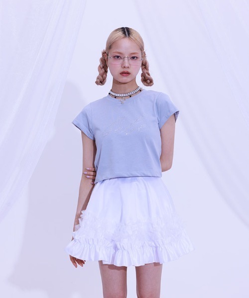 FickleBebe(フィクルベベ)の「BEBEクロップドTEE(Tシャツ/カットソー・レディース・ホワイト/ピンク/ブラック/ブルーグレー・FREE)」の8枚目の写真