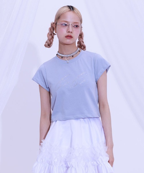 FickleBebe(フィクルベベ)の「BEBEクロップドTEE(Tシャツ/カットソー・レディース・ホワイト/ピンク/ブラック/ブルーグレー・FREE)」の9枚目の写真