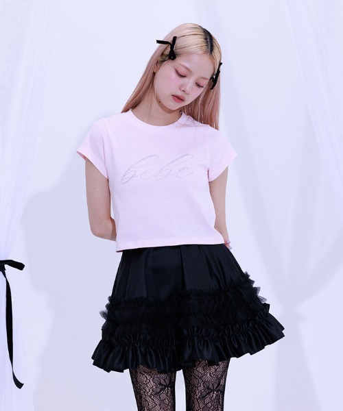 FickleBebe(フィクルベベ)の「BEBEクロップドTEE(Tシャツ/カットソー・レディース・ホワイト/ピンク/ブラック/ブルーグレー・FREE)」の12枚目の写真