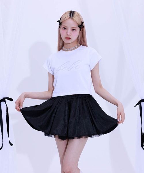 FickleBebe(フィクルベベ)の「BEBEクロップドTEE(Tシャツ/カットソー・レディース・ホワイト/ピンク/ブラック/ブルーグレー・FREE)」の14枚目の写真