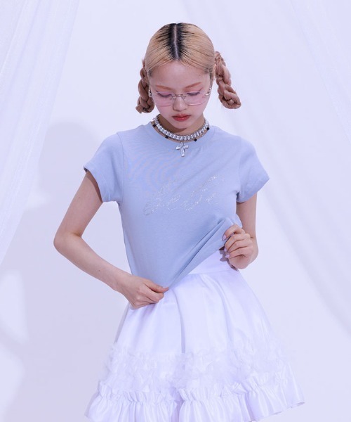 FickleBebe(フィクルベベ)の「BEBEクロップドTEE(Tシャツ/カットソー・レディース・ホワイト/ピンク/ブラック/ブルーグレー・FREE)」の16枚目の写真