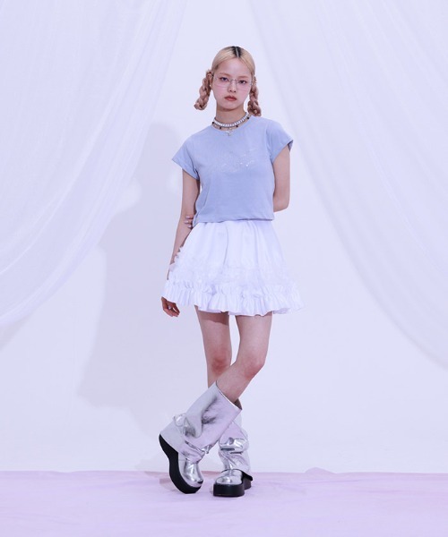 FickleBebe(フィクルベベ)の「BEBEクロップドTEE(Tシャツ/カットソー・レディース・ホワイト/ピンク/ブラック/ブルーグレー・FREE)」の17枚目の写真