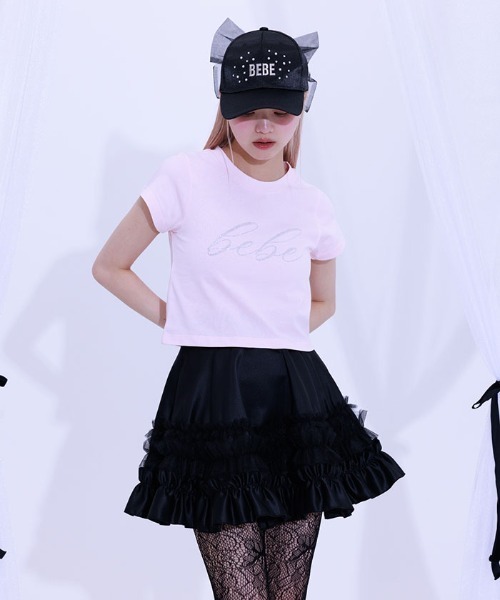FickleBebe(フィクルベベ)の「BEBEクロップドTEE(Tシャツ/カットソー・レディース・ホワイト/ピンク/ブラック/ブルーグレー・FREE)」の19枚目の写真