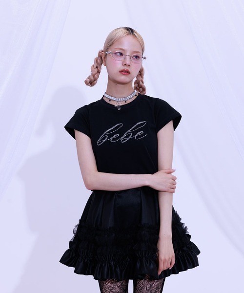 FickleBebe(フィクルベベ)の「BEBEクロップドTEE(Tシャツ/カットソー・レディース・ホワイト/ピンク/ブラック/ブルーグレー・FREE)」の21枚目の写真