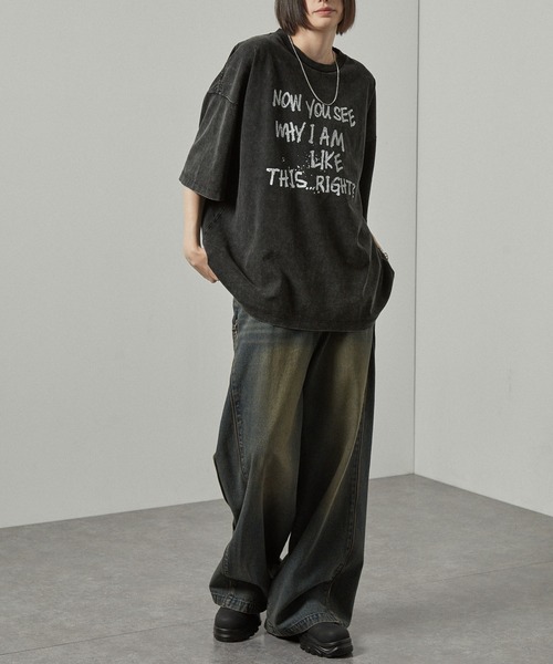 Alfred Alex(アルフレッドアレックス)の「【Alfred Alex】ヴィンテージ加工ロックプリント半袖Tシャツ(Tシャツ/カットソー・メンズ・ブラック/ブラック系1/ブラック系2・L/M)」の4枚目の写真