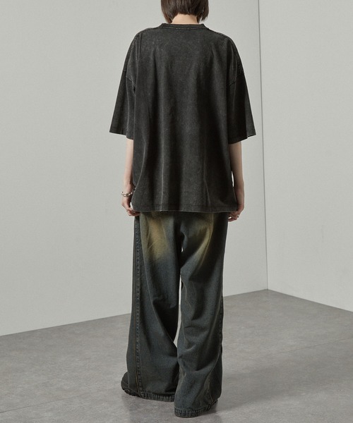 Alfred Alex】ヴィンテージ加工ロックプリント半袖Tシャツ（Tシャツ