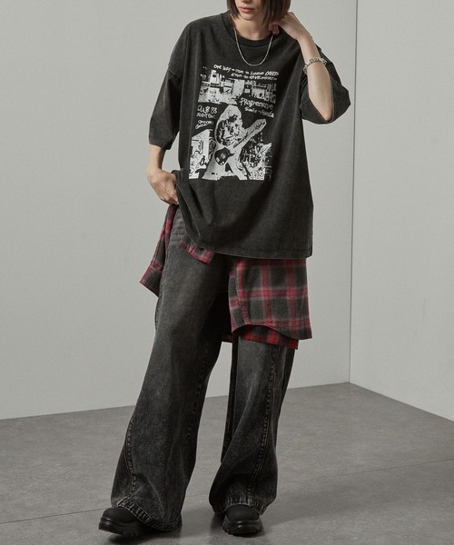 Alfred Alex(アルフレッドアレックス)の「【Alfred Alex】ヴィンテージ加工ロックプリント半袖Tシャツ(Tシャツ/カットソー・メンズ・ブラック/ブラック系1/ブラック系2・L/M)」の19枚目の写真