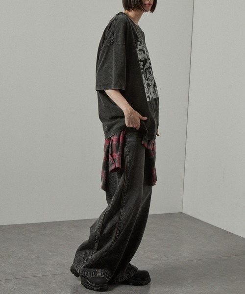 Alfred Alex(アルフレッドアレックス)の「【Alfred Alex】ヴィンテージ加工ロックプリント半袖Tシャツ(Tシャツ/カットソー・メンズ・ブラック/ブラック系1/ブラック系2・L/M)」の20枚目の写真