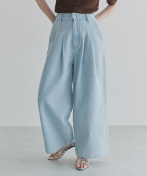 ECLAM（クラム）の「タック ワイド ハイウエスト デニム パンツ（デニムパンツ）」
