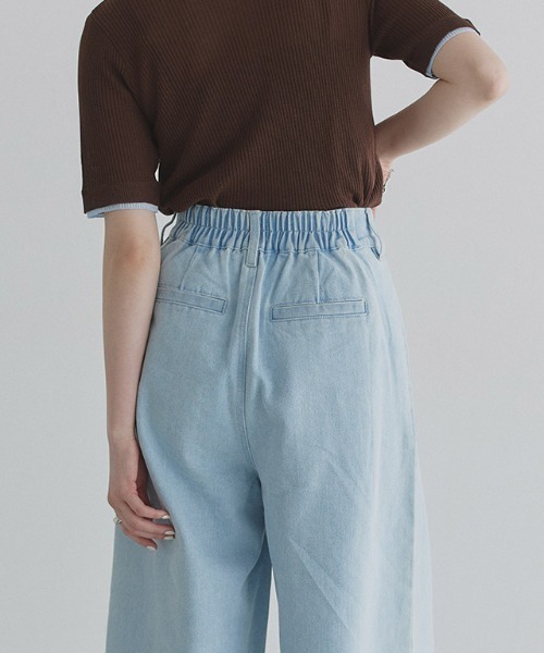 ECLAM(クラム)の「タック ワイド ハイウエスト デニム パンツ(デニムパンツ・レディース・インディゴブルー/ブルー系その他/ブルー・FREE)」の7枚目の写真
