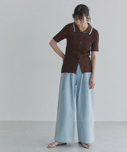 ECLAM(クラム)の「タック ワイド ハイウエスト デニム パンツ(デニムパンツ・レディース・インディゴブルー/ブルー系その他/ブルー・FREE)」の16枚目の写真
