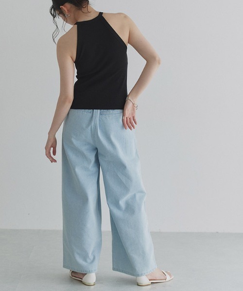 ECLAM(クラム)の「タック ワイド ハイウエスト デニム パンツ(デニムパンツ・レディース・インディゴブルー/ブルー系その他/ブルー・FREE)」の21枚目の写真