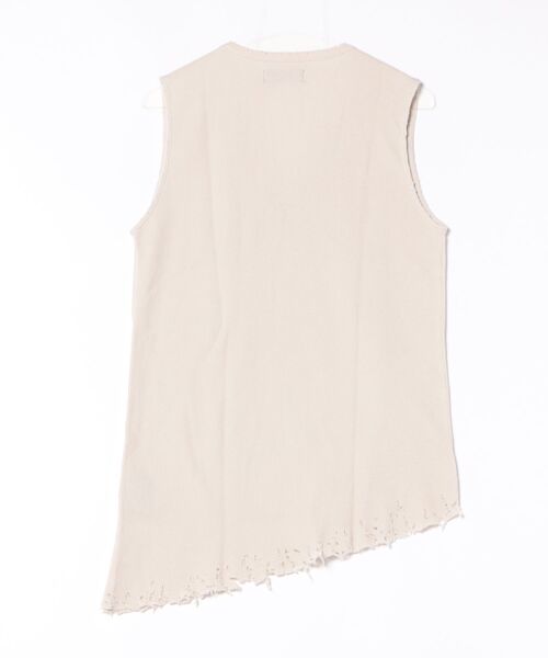 トップス Lamrof Boro Slanted Sleeveless - white tシャツ 「LAMROF / ラムロフ」BORO SLANTED SLEEVELESS メンズ